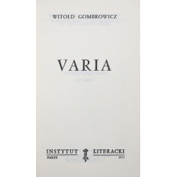 Gombrowicz Witold, Dzieła zebrane. T. X Varia [1973]